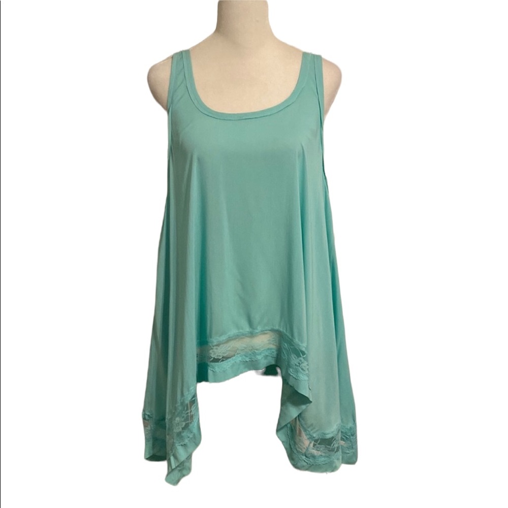 MITTOSHOP semi sheer boho lace trim tank top